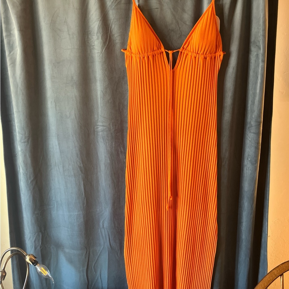 Orange Ribbed Maxi Dress 🍊